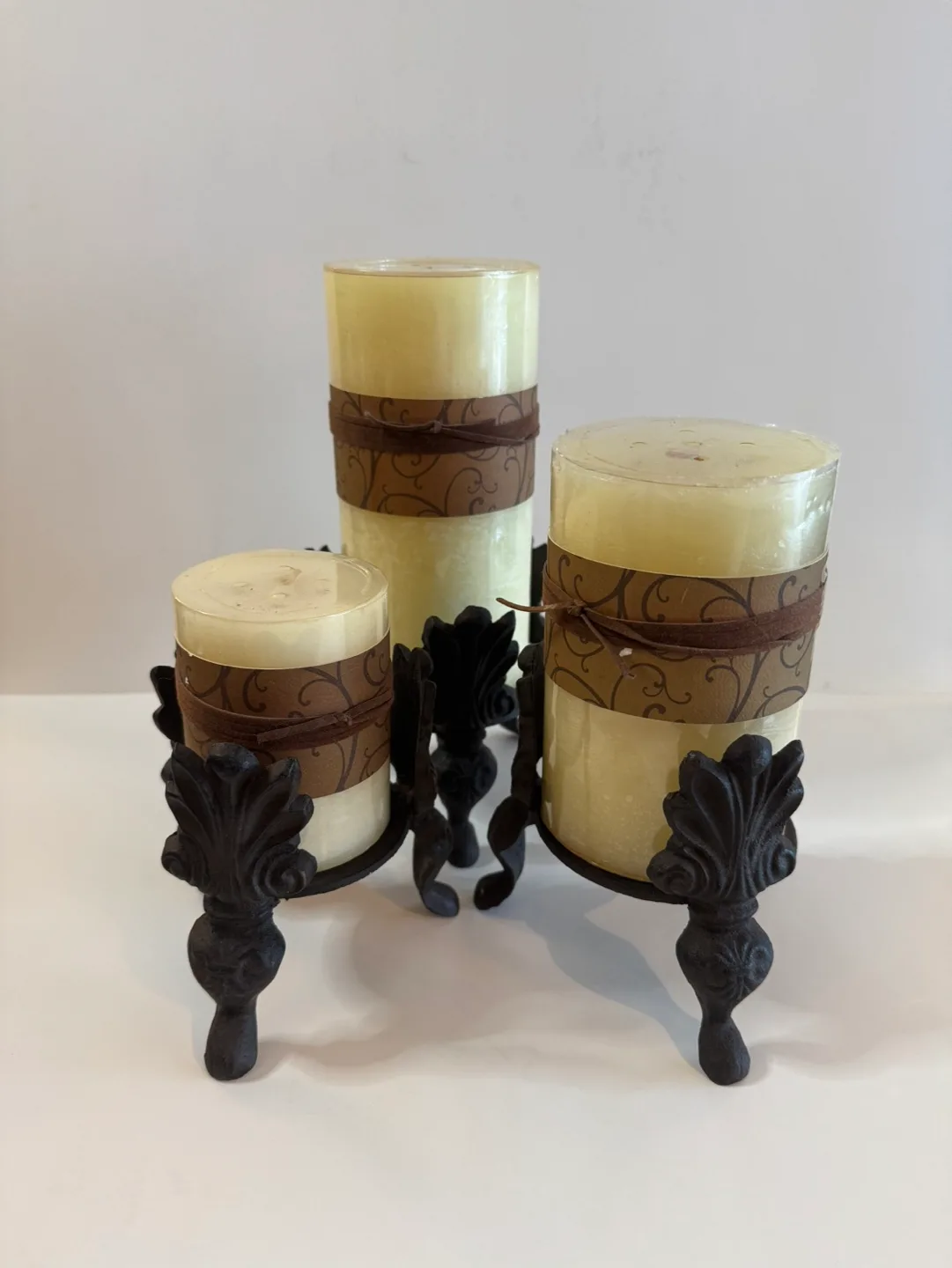 Set of Three Candles with Decorative Stands image indicator(4)