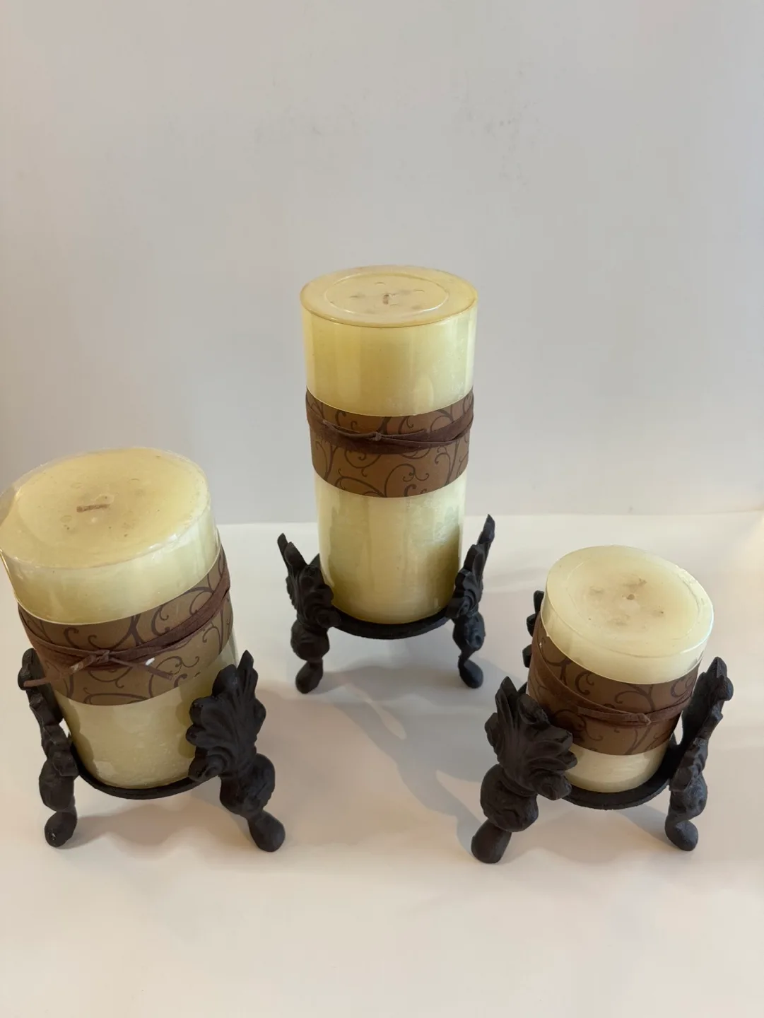 Set of Three Candles with Decorative Stands image indicator(2)