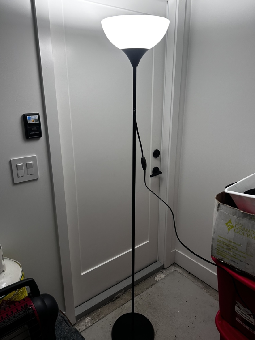 Black Floor Lamp with White Shade