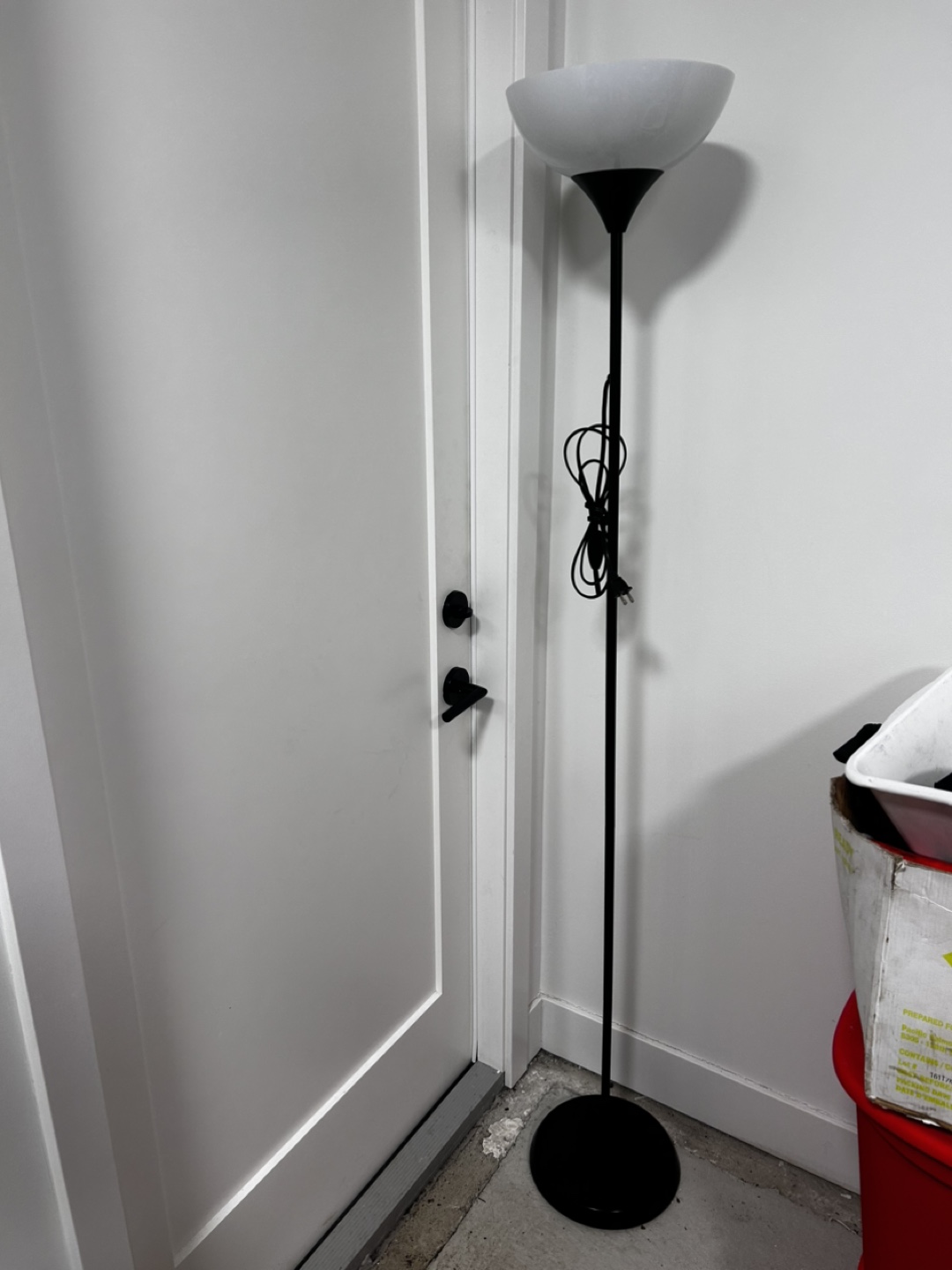 Black Floor Lamp with White Shade - photo 2