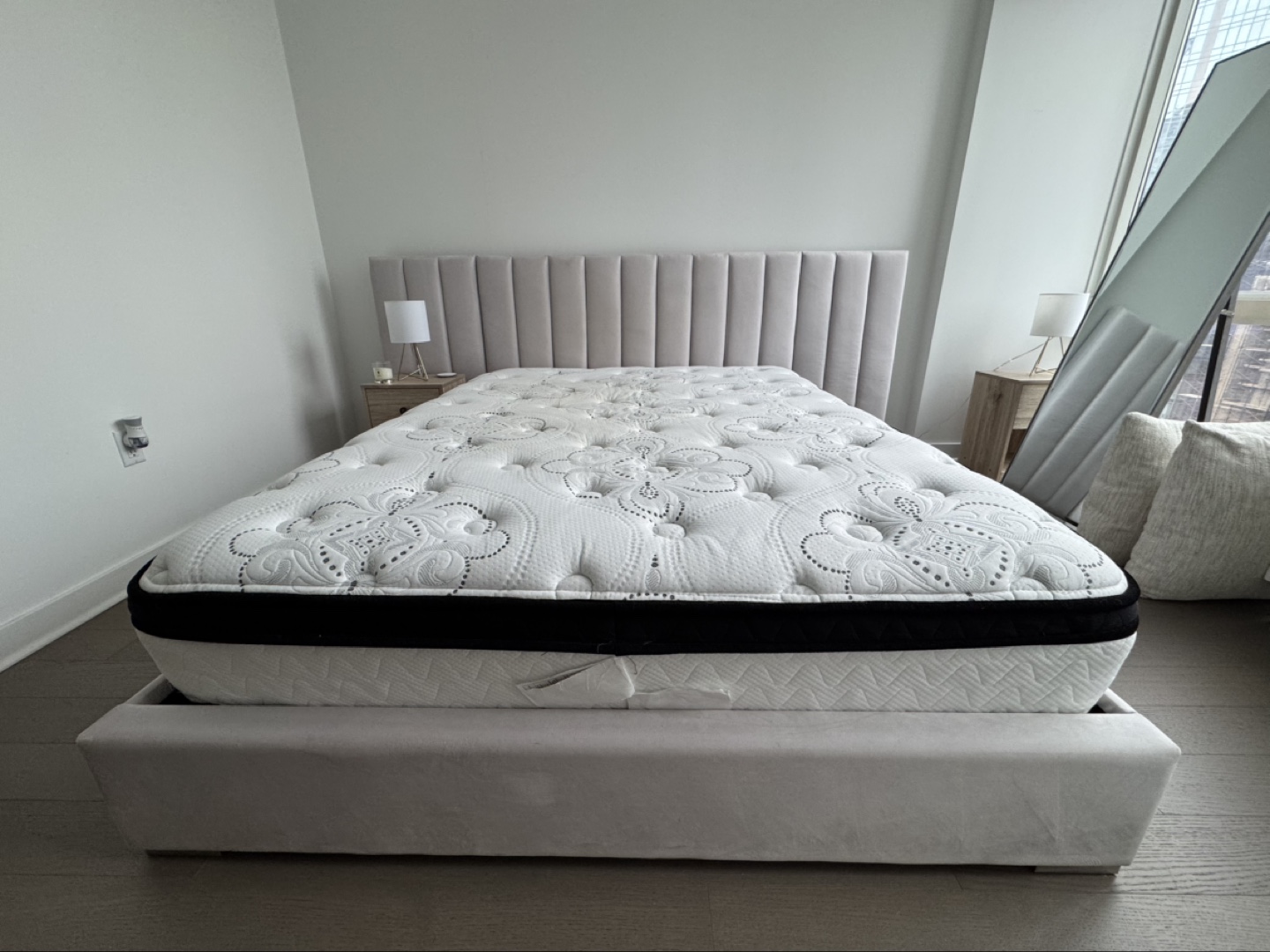 Queen Size Bed Frame with Mattress and Headboard
