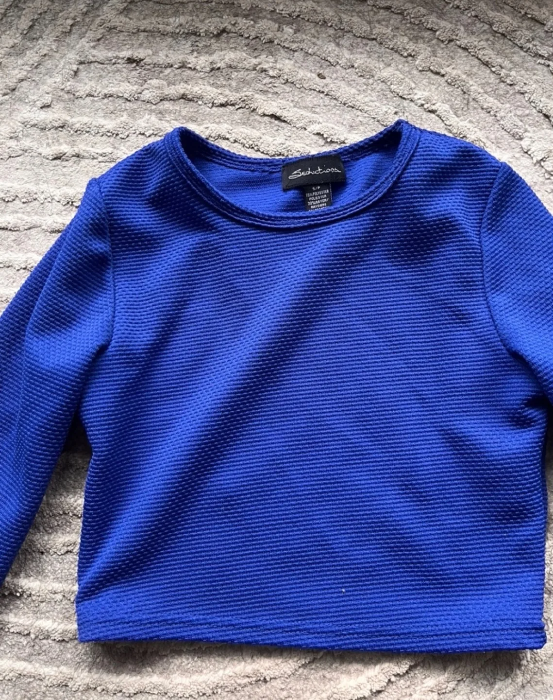 Royal Blue Long Sleeve Crop Top - Size Small image indicator(2)