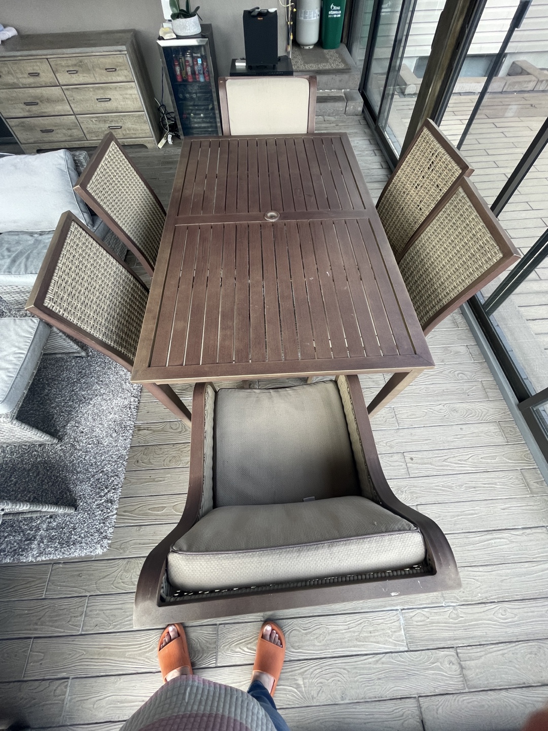 6-Piece Patio Dining Set with Wicker Chairs - photo 2