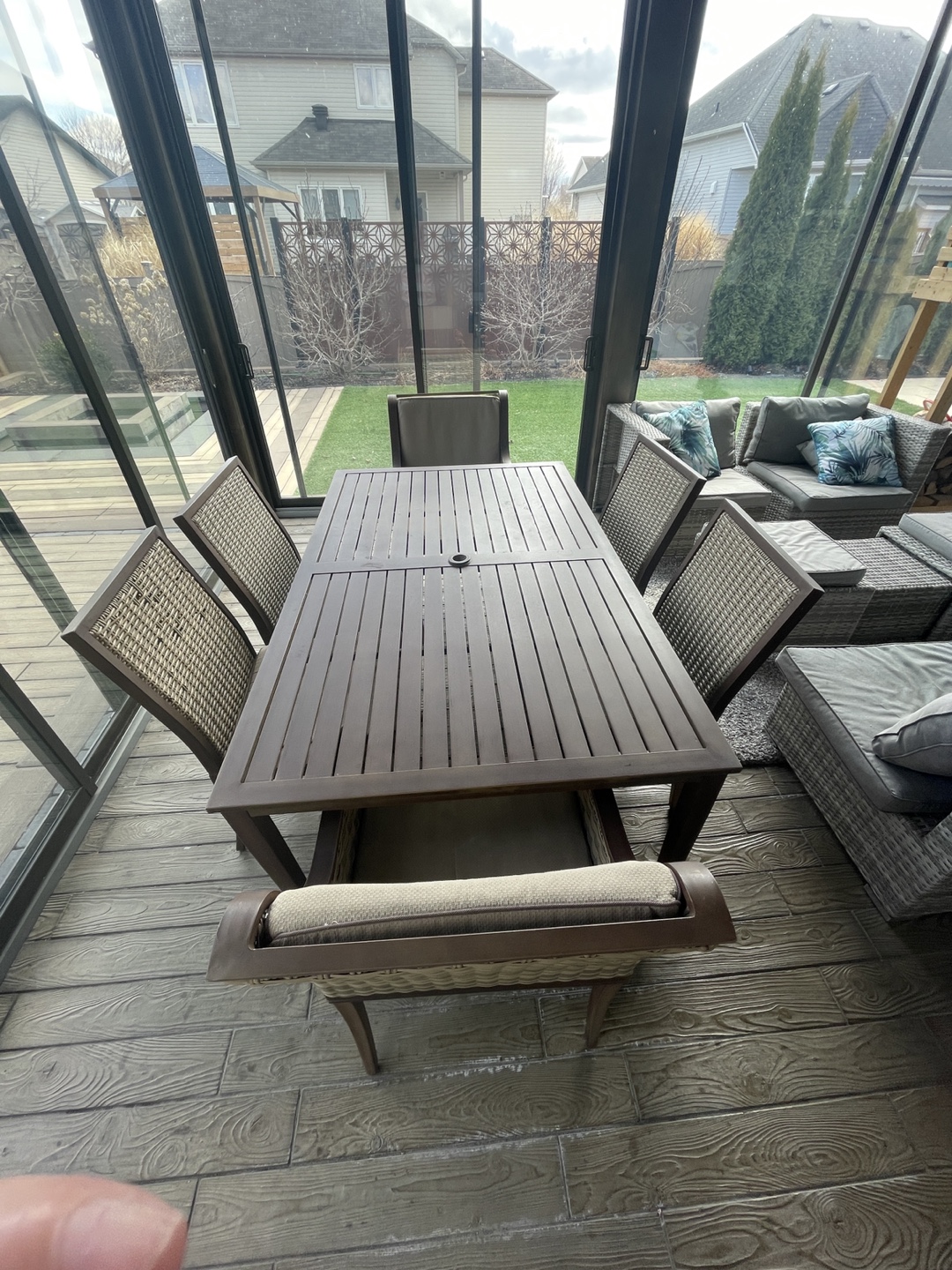 6-Piece Patio Dining Set with Wicker Chairs - photo 3