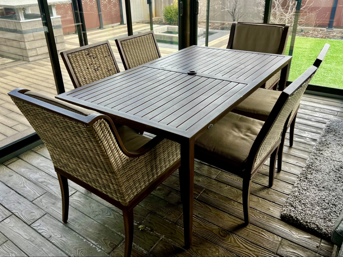 6-Piece Patio Dining Set with Wicker Chairs
