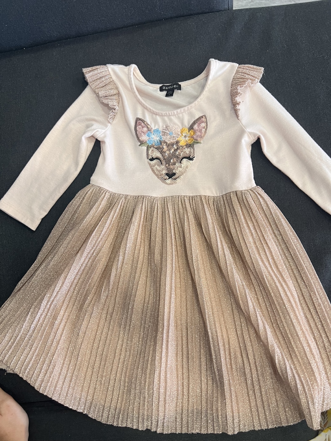 Girls' Zutano Sequin Deer Dress, Size 2T - photo 4