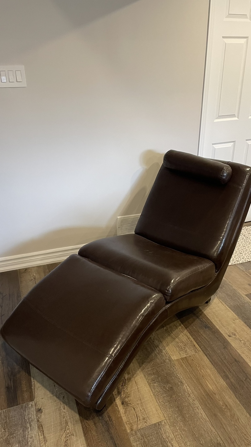 Brown Faux Leather Chaise Lounge