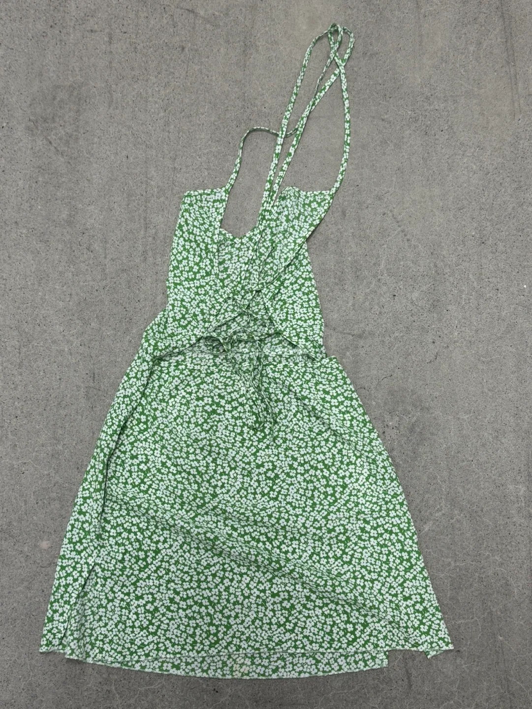 NEW lace-up back floral mini dress size xs/small 💚 image indicator(3)