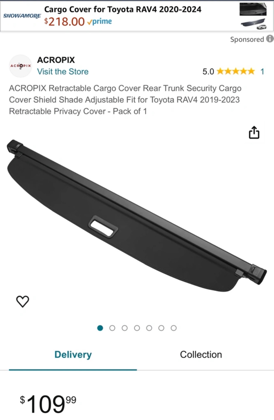 ACROPIX Retractable Cargo Cover for Toyota RAV4 2019-2023 - photo 2