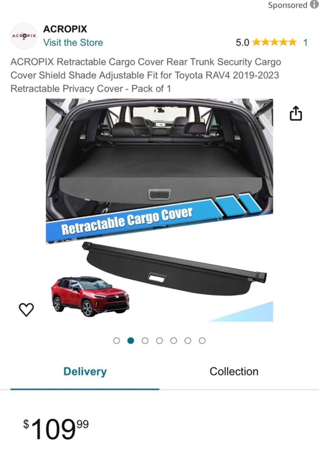 ACROPIX Retractable Cargo Cover for Toyota RAV4 2019-2023 - photo 5