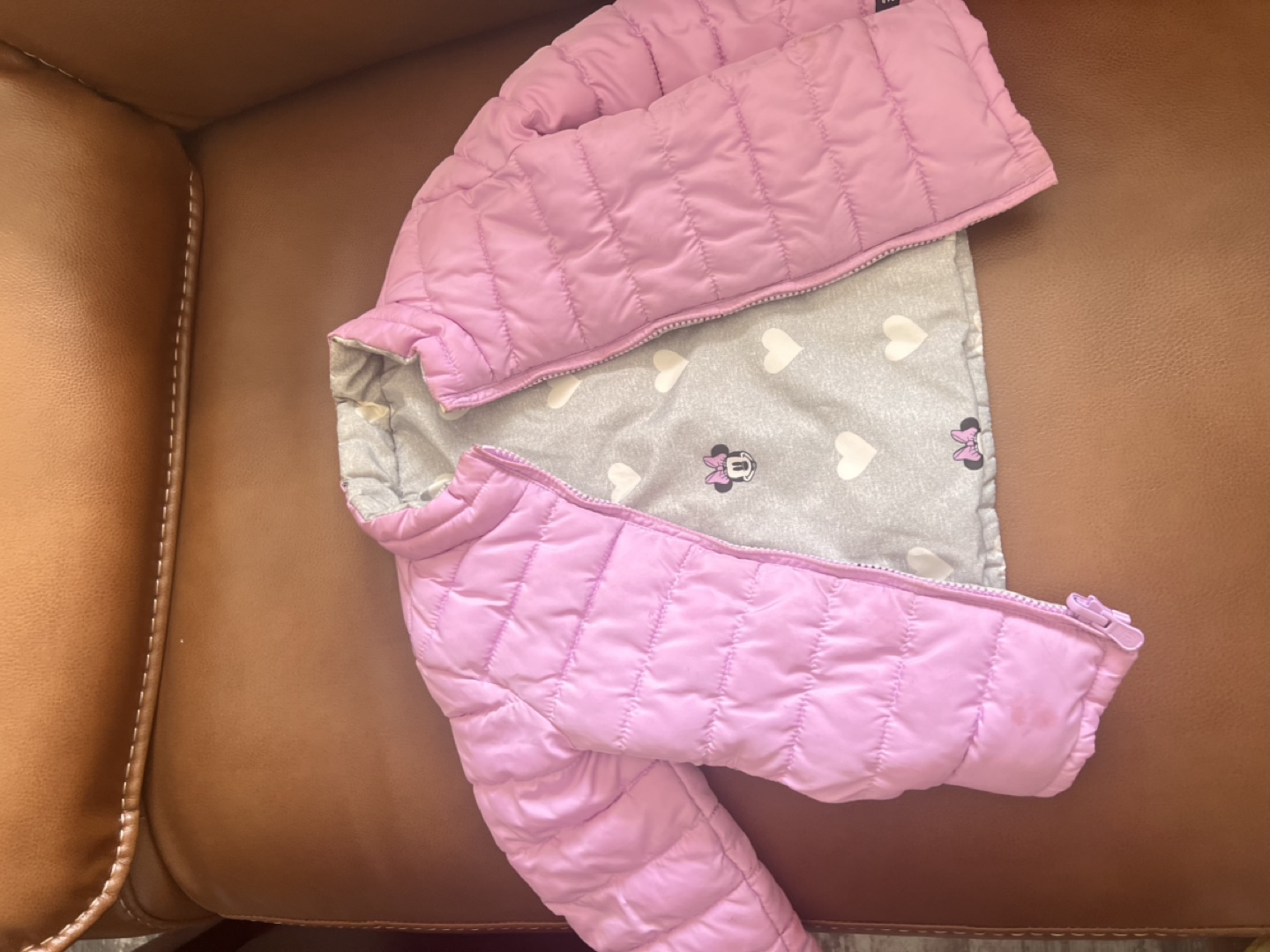 GAP Girls' Reversible Minnie Mouse Puffer Jacket