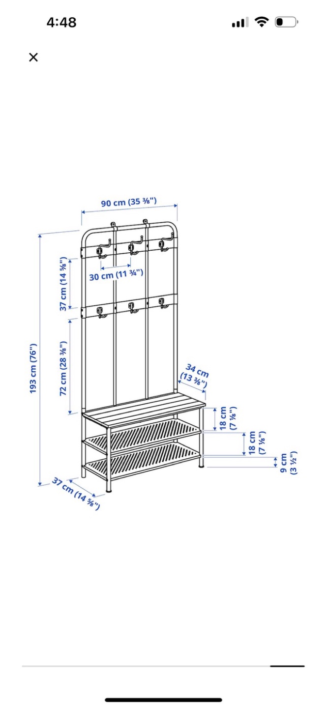 IKEA HEMNES Hall Tree with Shoe Rack - Black - photo 3