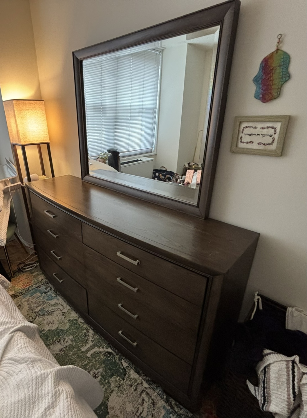 Dark Brown Wooden Dresser with Mirror - photo 2