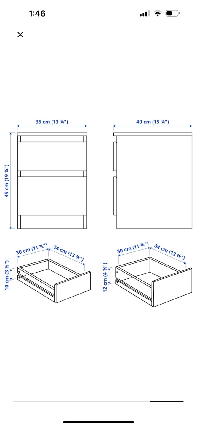 IKEA Two-Drawer Nightstand - Dark Brown x 2 - photo 4