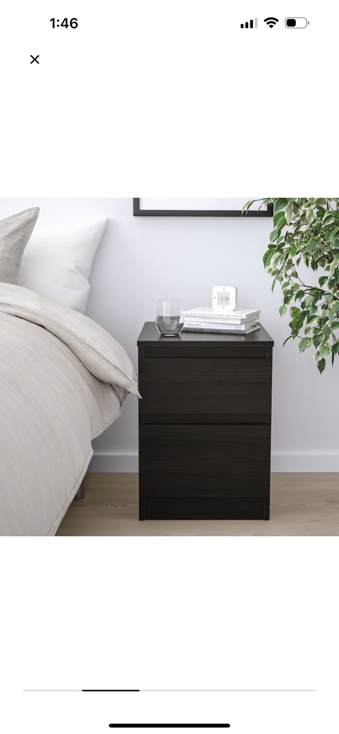 IKEA Two-Drawer Nightstand - Dark Brown x 2