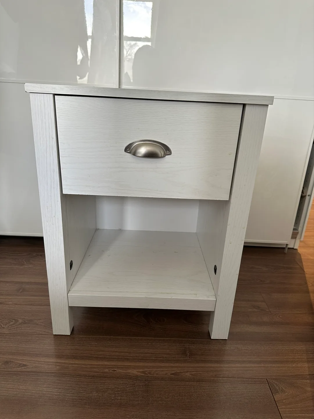 💚🥕🥕White  Bedside Table with drawer and extra storage below thumbnail