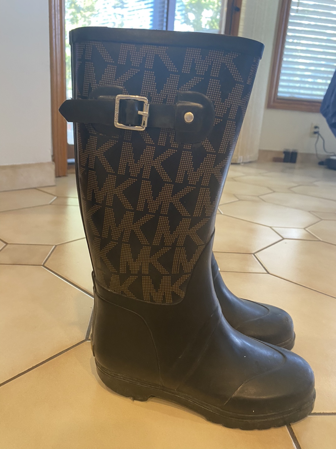 Michael Kors Black and Brown Rain Boots