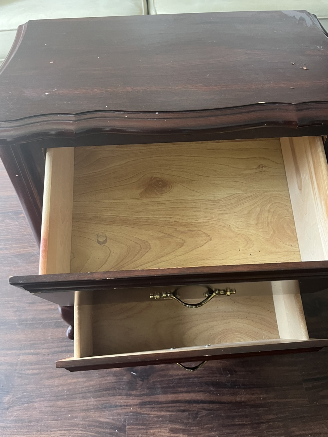 Dark brown wooden two-drawer nightstand - photo 5