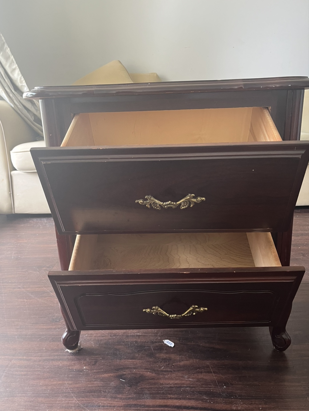 Dark brown wooden two-drawer nightstand - photo 4