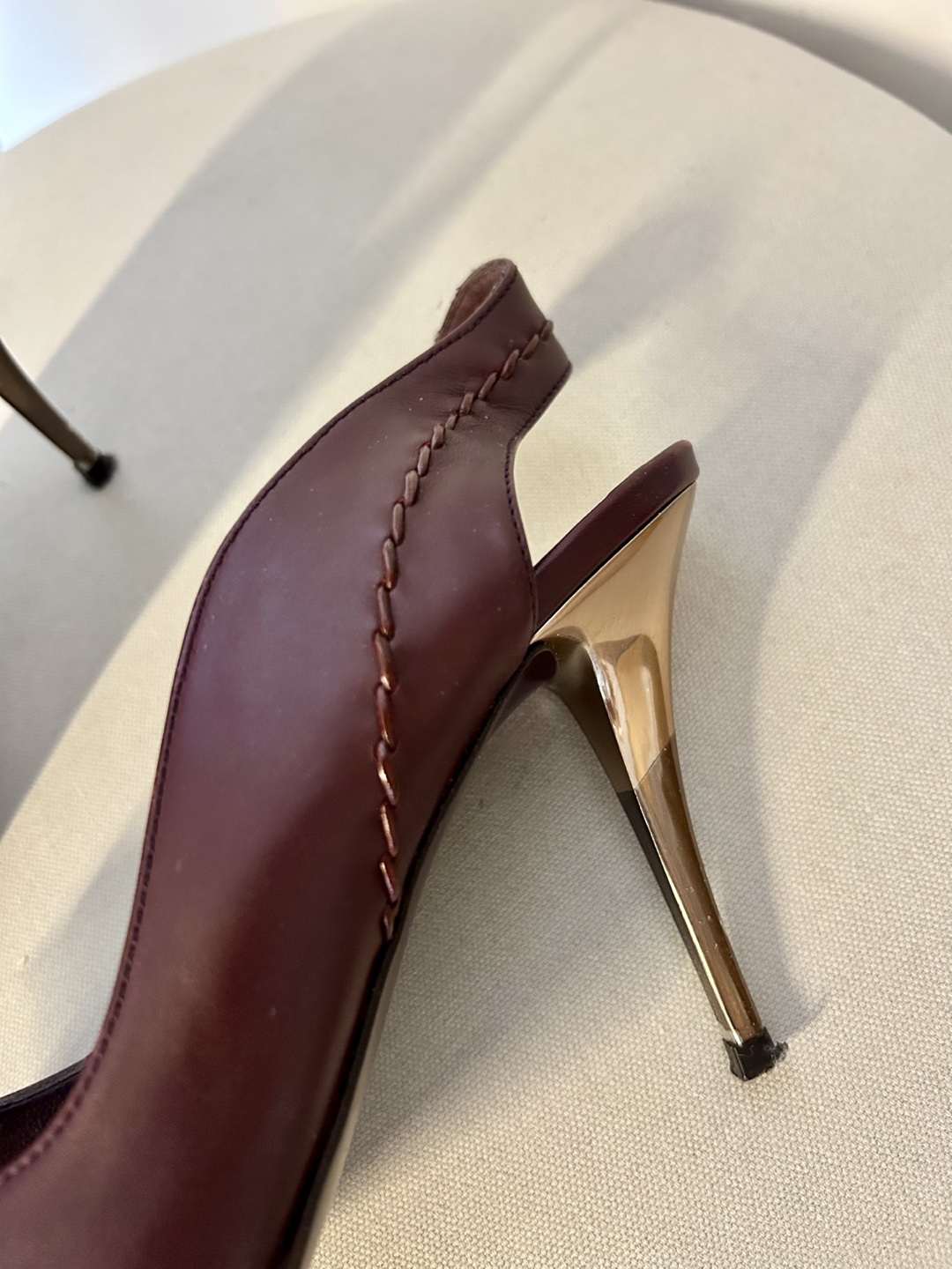 Salvatore Ferragamo Burgundy Leather Slingback Heels - photo 3