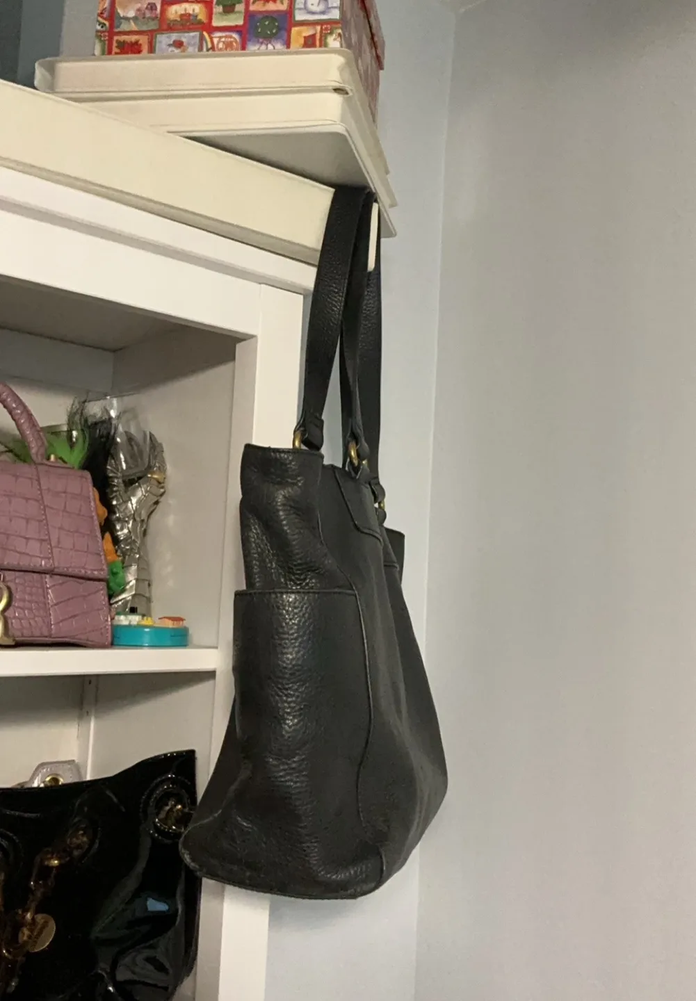 Fossil Black Leather Tote Bag image indicator(3)