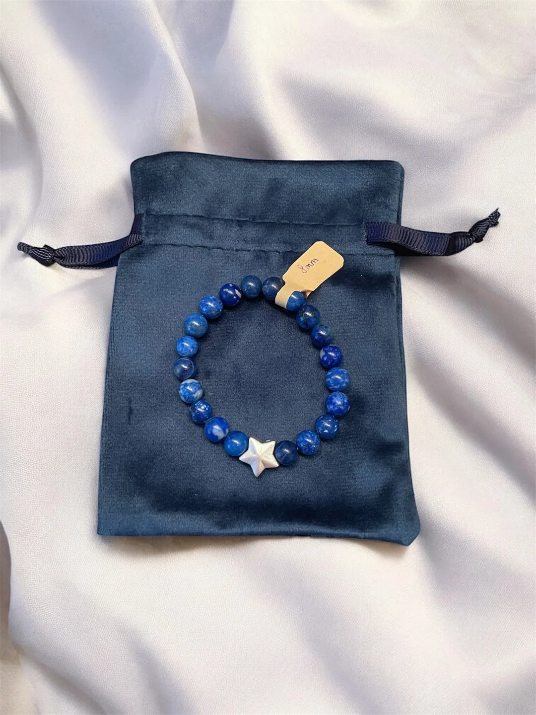 Lapis Lazuli Bracelet with sterling silver Star Charm thumbnail
