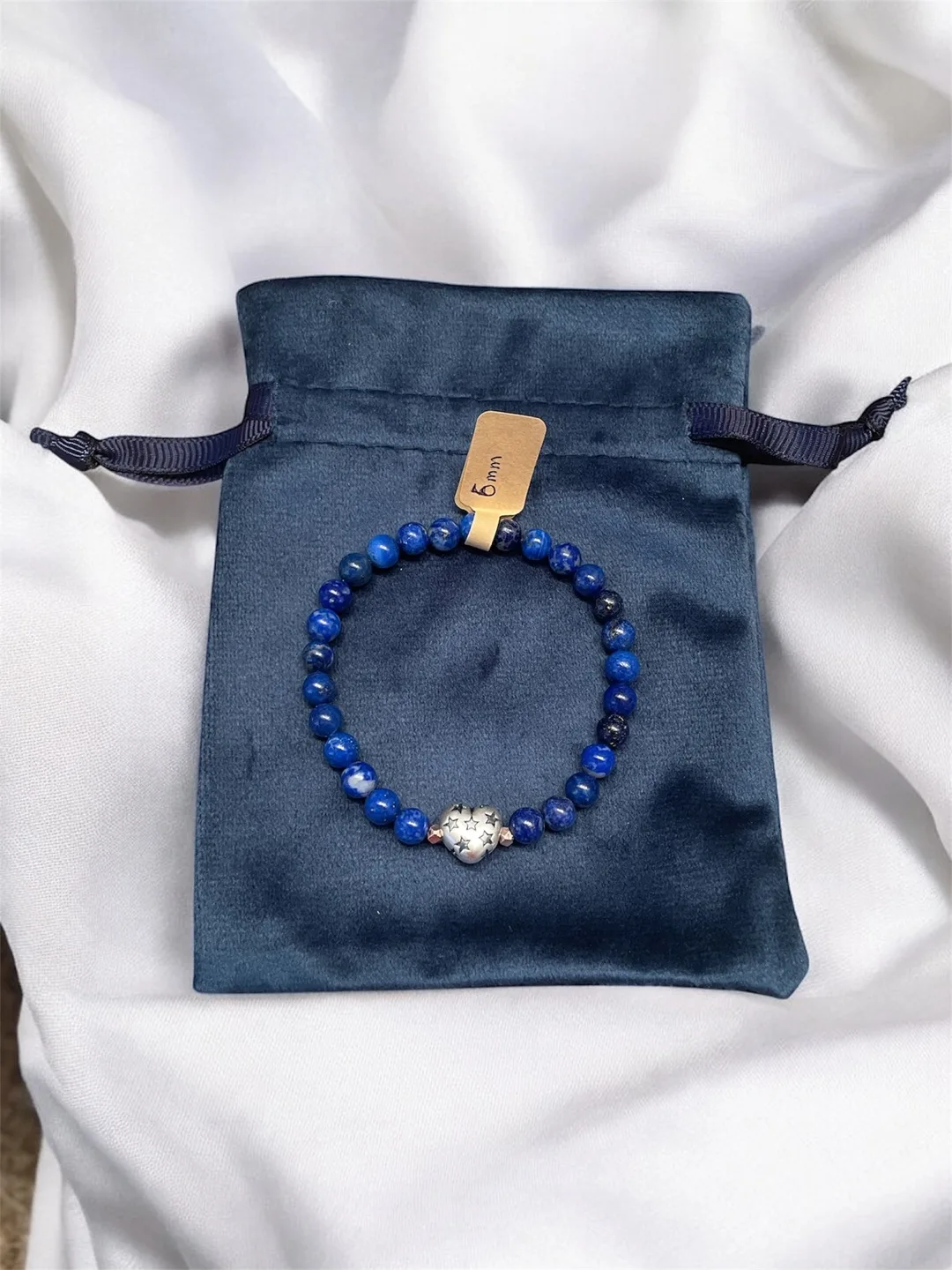 Lapis Lazuli Bracelet with Star Heart Charm thumbnail