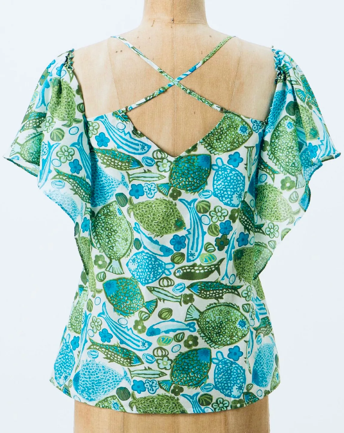 Anthropologie Vanessa Virginia  Puget Sounds Fish Print Blouse image indicator(2)