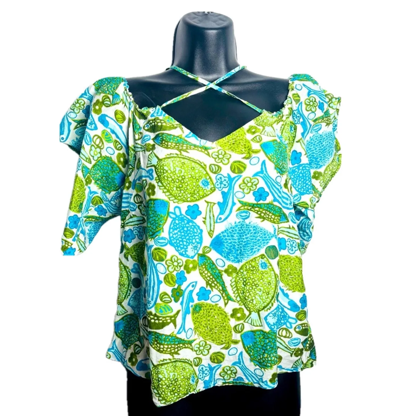 Anthropologie Vanessa Virginia  Puget Sounds Fish Print Blouse image indicator(3)