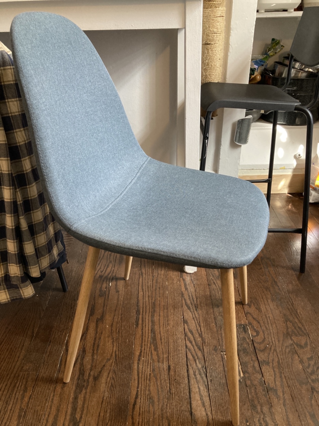 Modern Chair - Blue Fabric & metal Legs