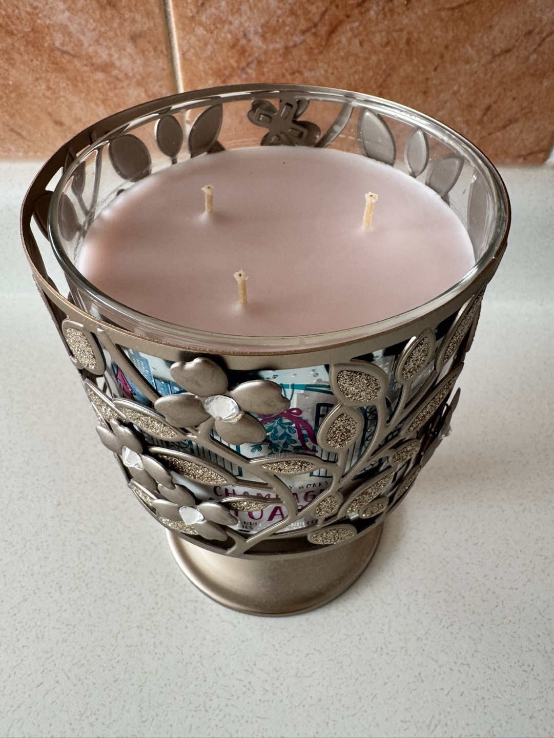 Bath & Body Works Champagne Toast 3-Wick Candle + Holder - photo 3