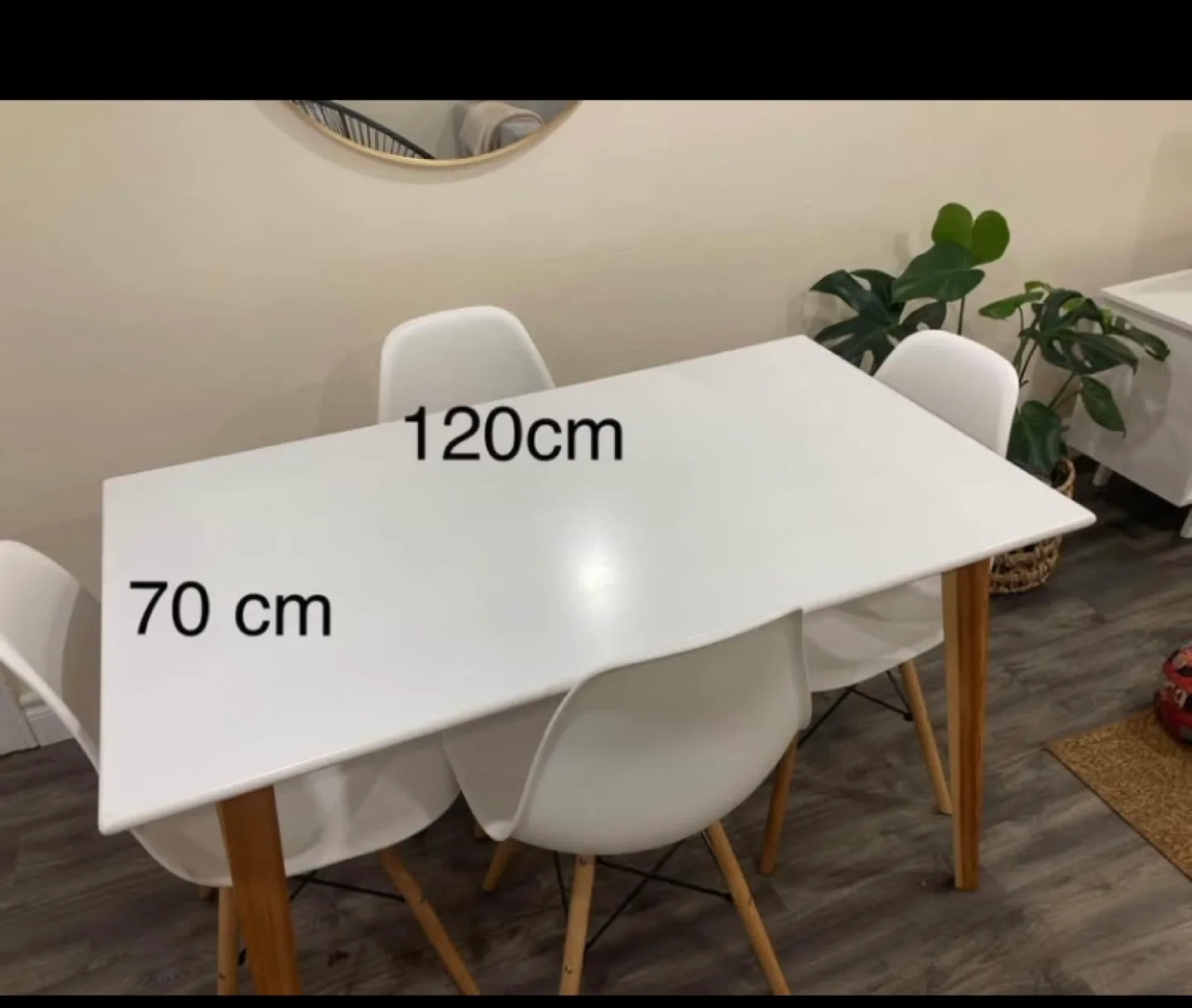 White Dining Table Set with Four Chairs thumbnail
