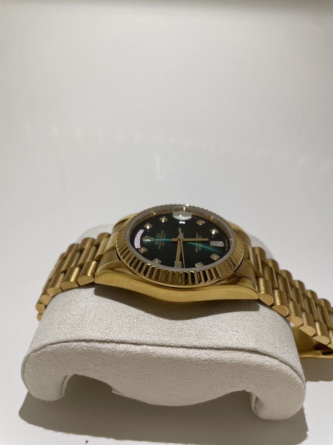 Rolex Day-Date President Green Dial Diamond Watch - photo 2