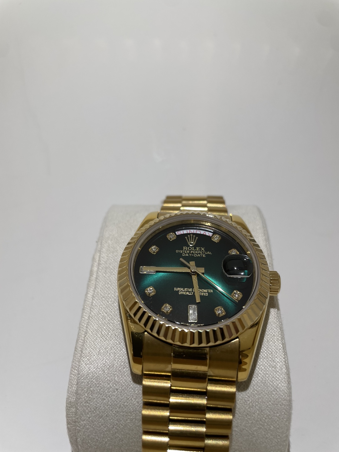 Rolex Day-Date President Green Dial Diamond Watch - photo 4