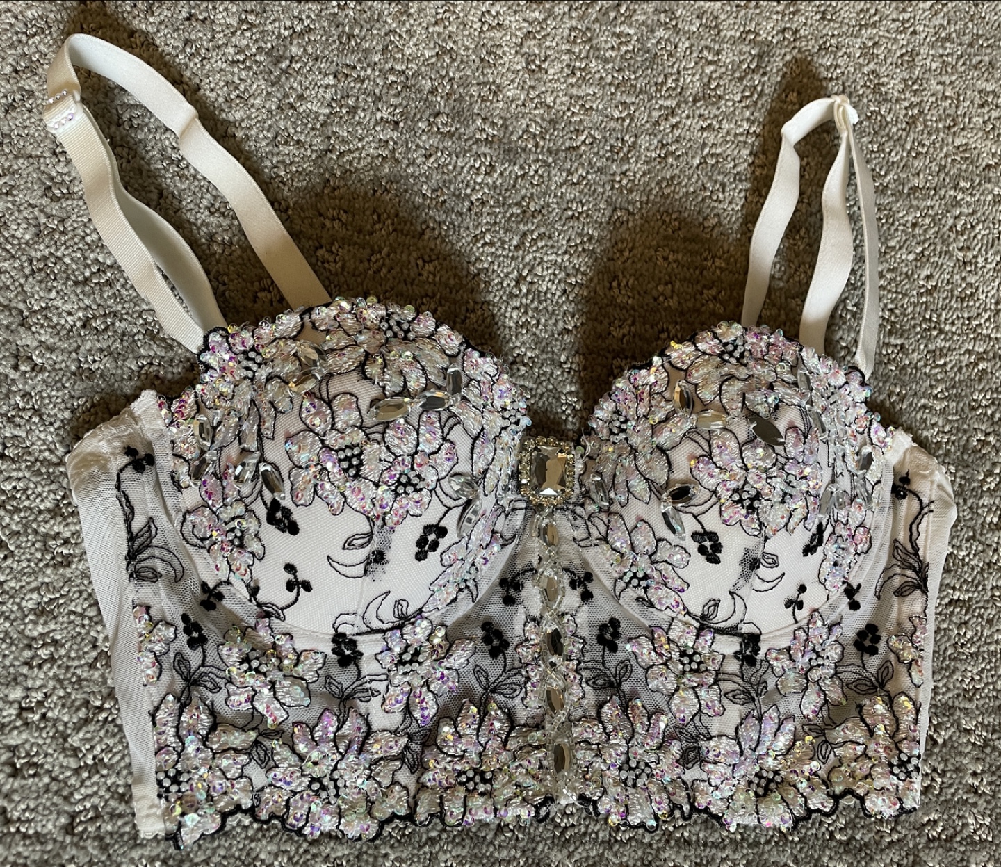 Marciano Beaded Lace Bustier, Size 34B