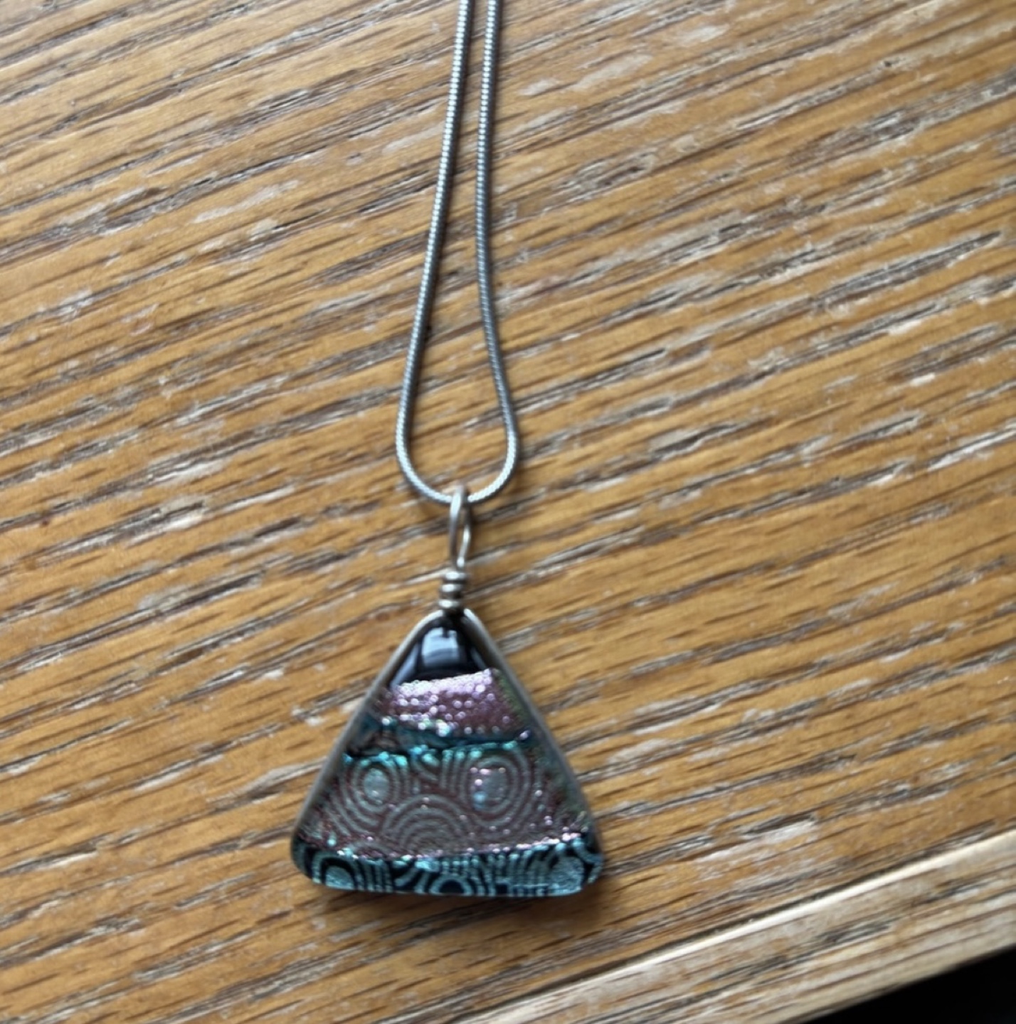 Unique Triangular Glass Pendant Necklace