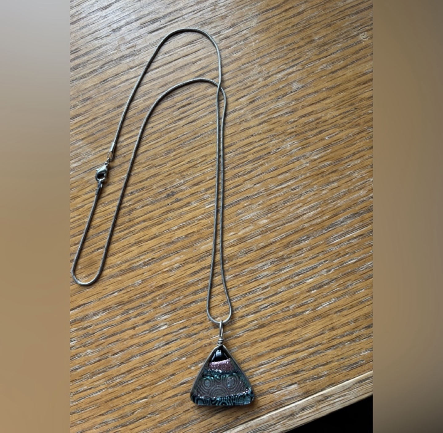 Unique Triangular Glass Pendant Necklace - photo 2