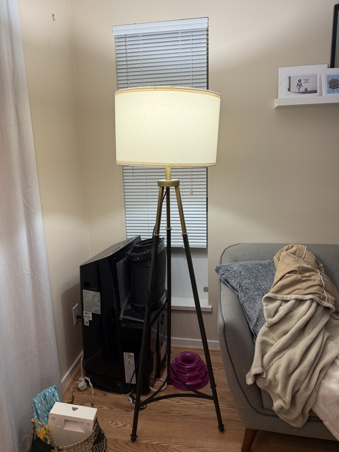Tripod Floor Lamp with Cream Shade