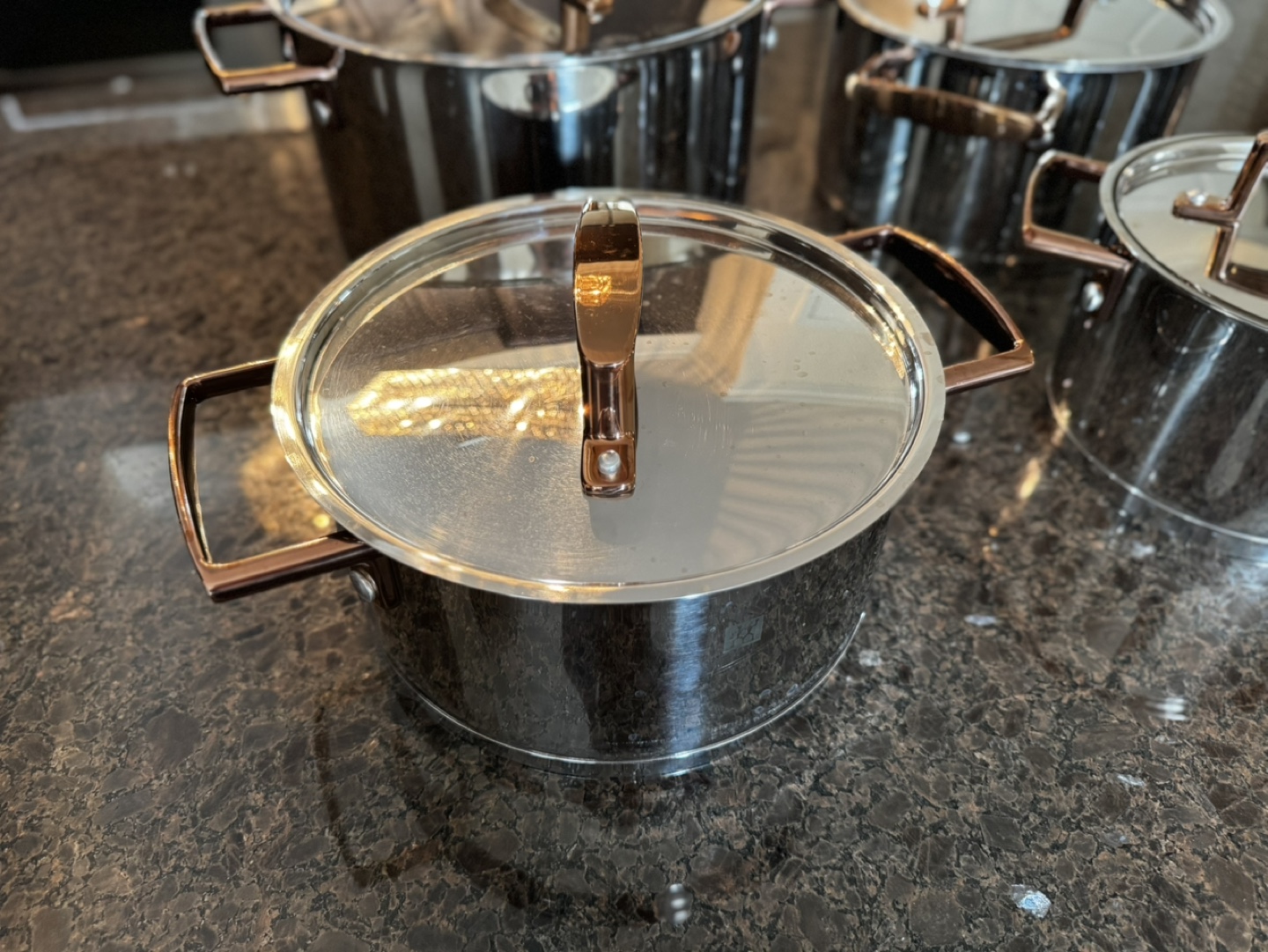 5-Piece Stainless Steel Cookware Set with Rose Gold Accents - photo 2