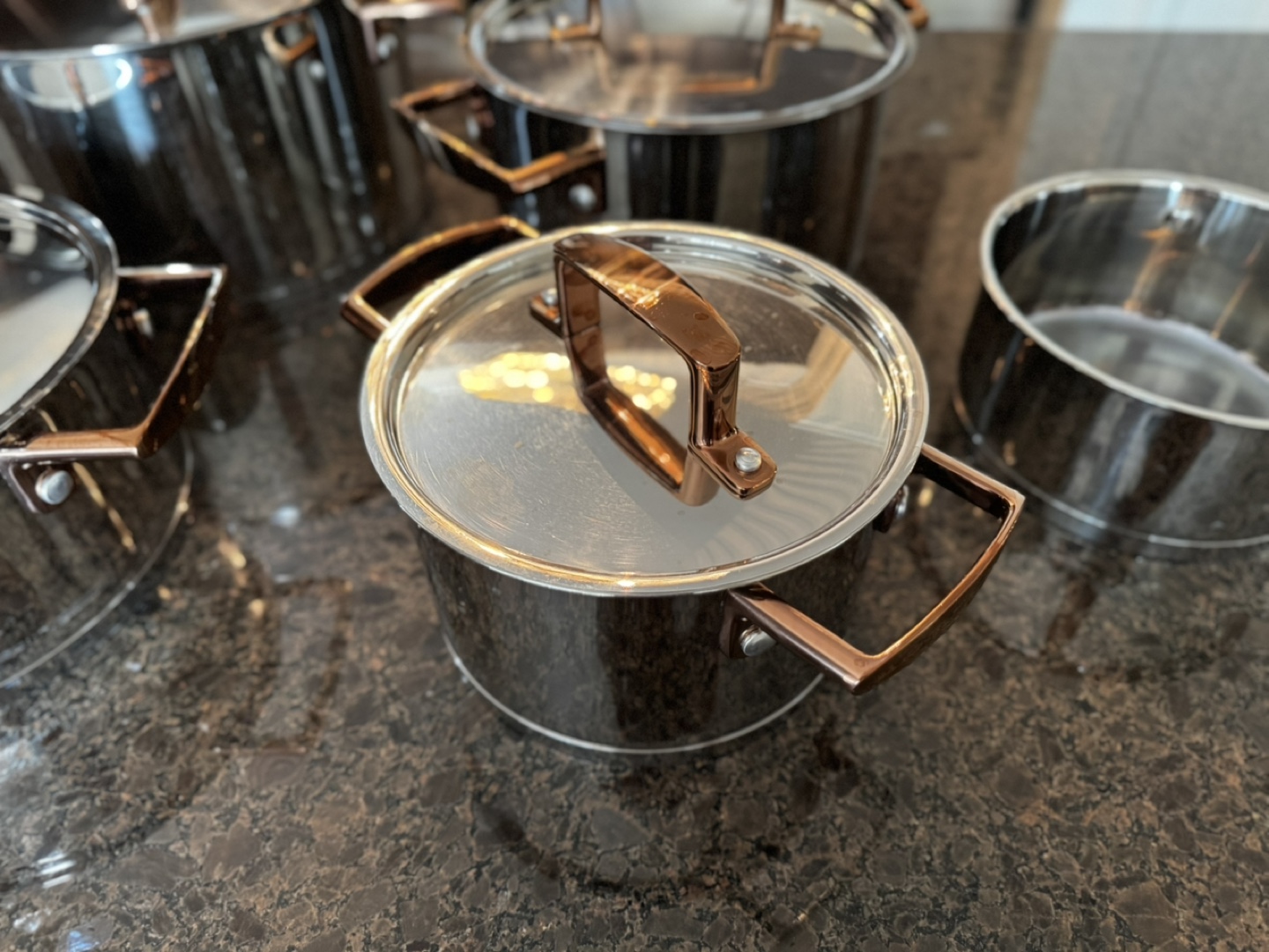 5-Piece Stainless Steel Cookware Set with Rose Gold Accents - photo 3