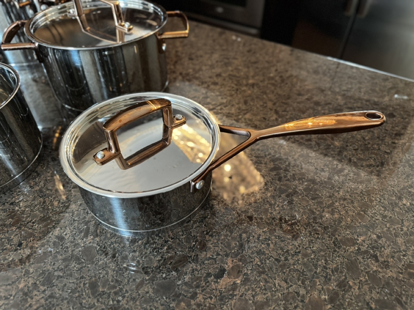 5-Piece Stainless Steel Cookware Set with Rose Gold Accents - photo 5
