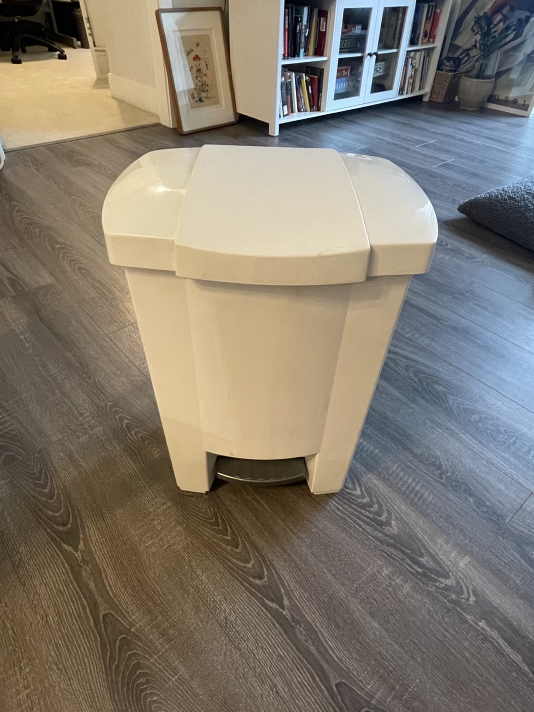 White Step Trash Can