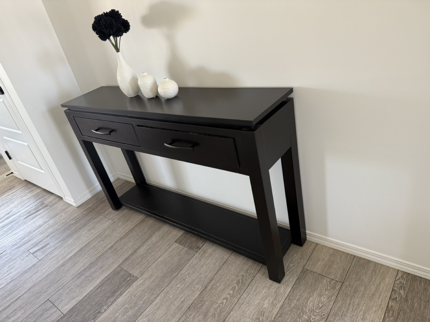 Black Console Table with Two Drawers