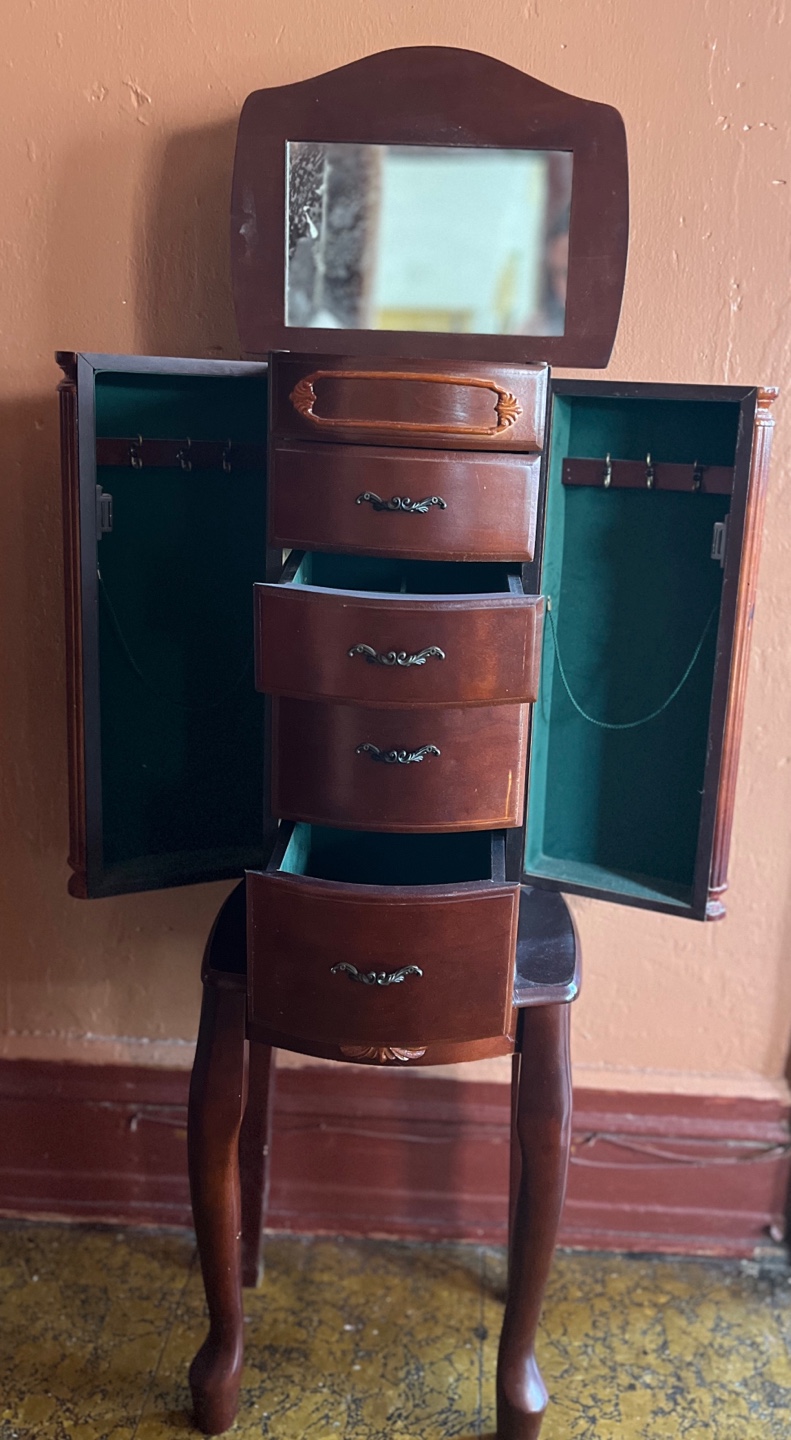 Wooden Jewelry Armoire with Mirror - photo 2