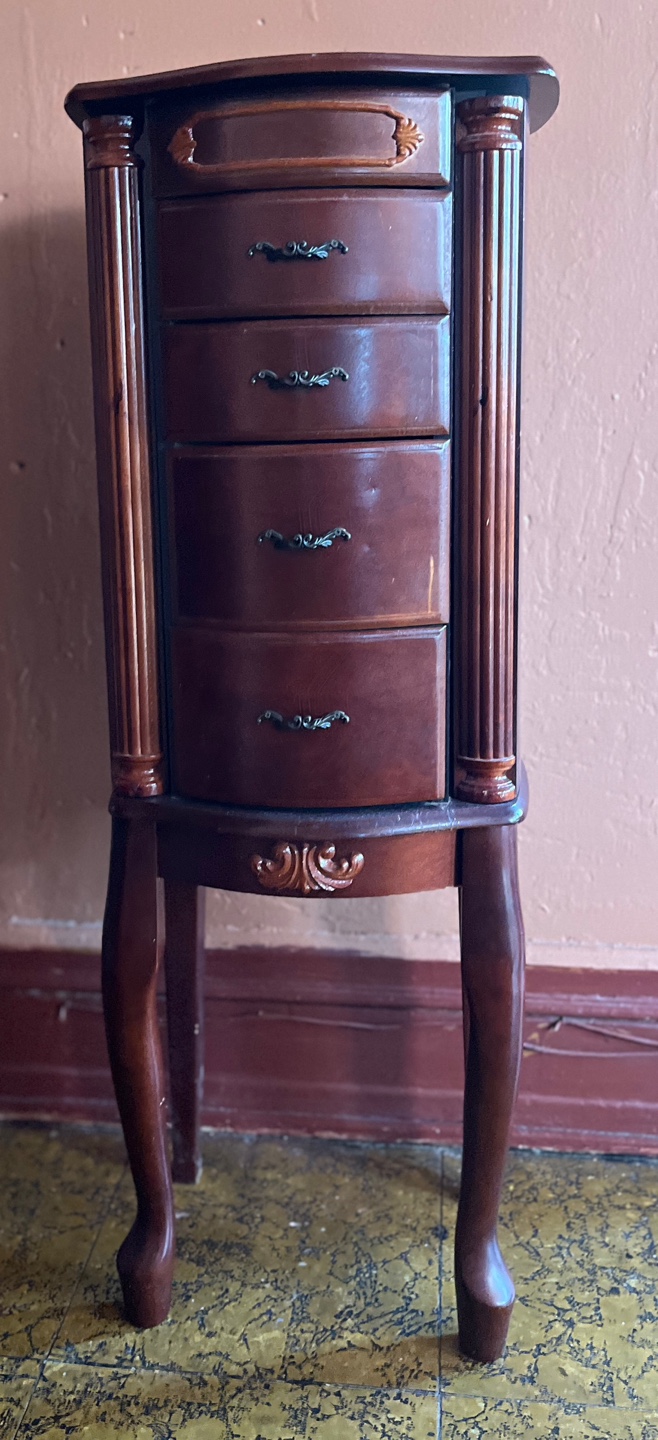 Wooden Jewelry Armoire with Mirror