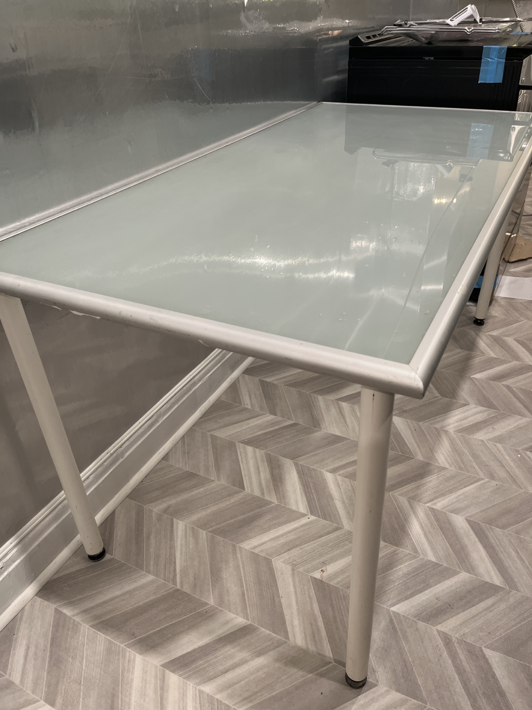 Glass-top Table with White Legs