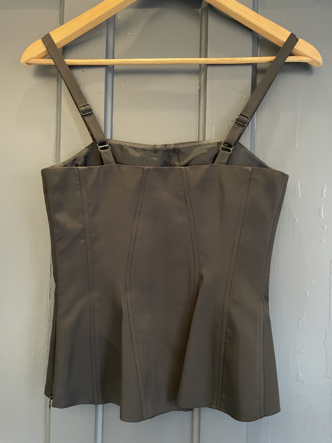Tristan & Iseut Black Satin Corset Top, Size XS - photo 3
