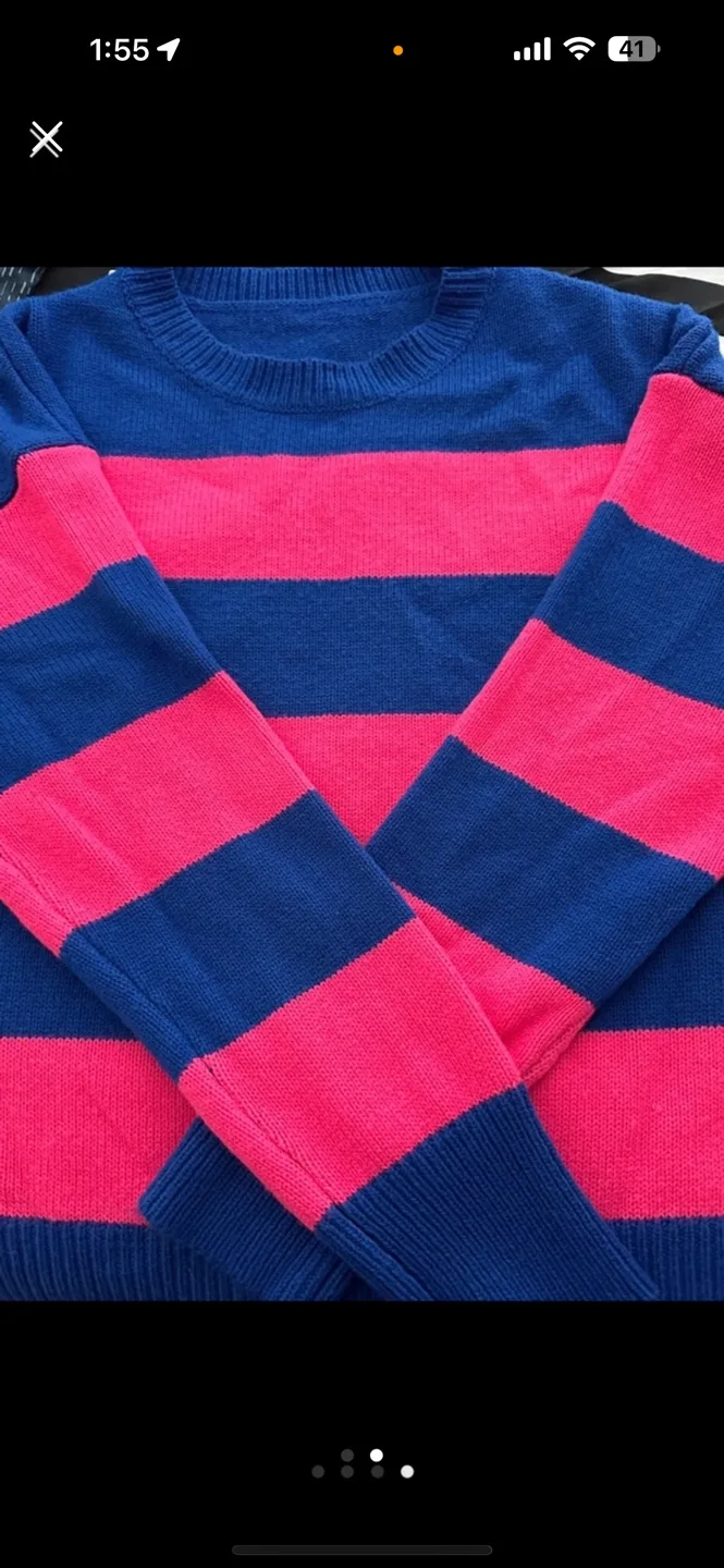Women's Pink and Blue Striped Sweater image indicator(2)