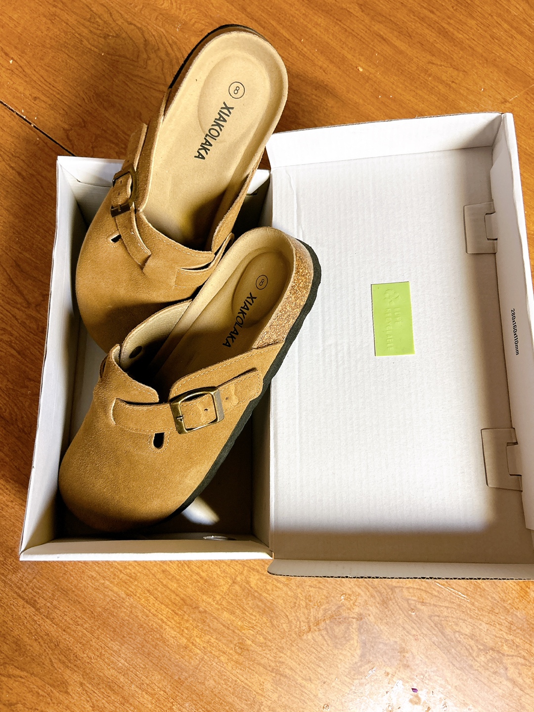 Women's Tan Suede Buckle Clogs Size 8