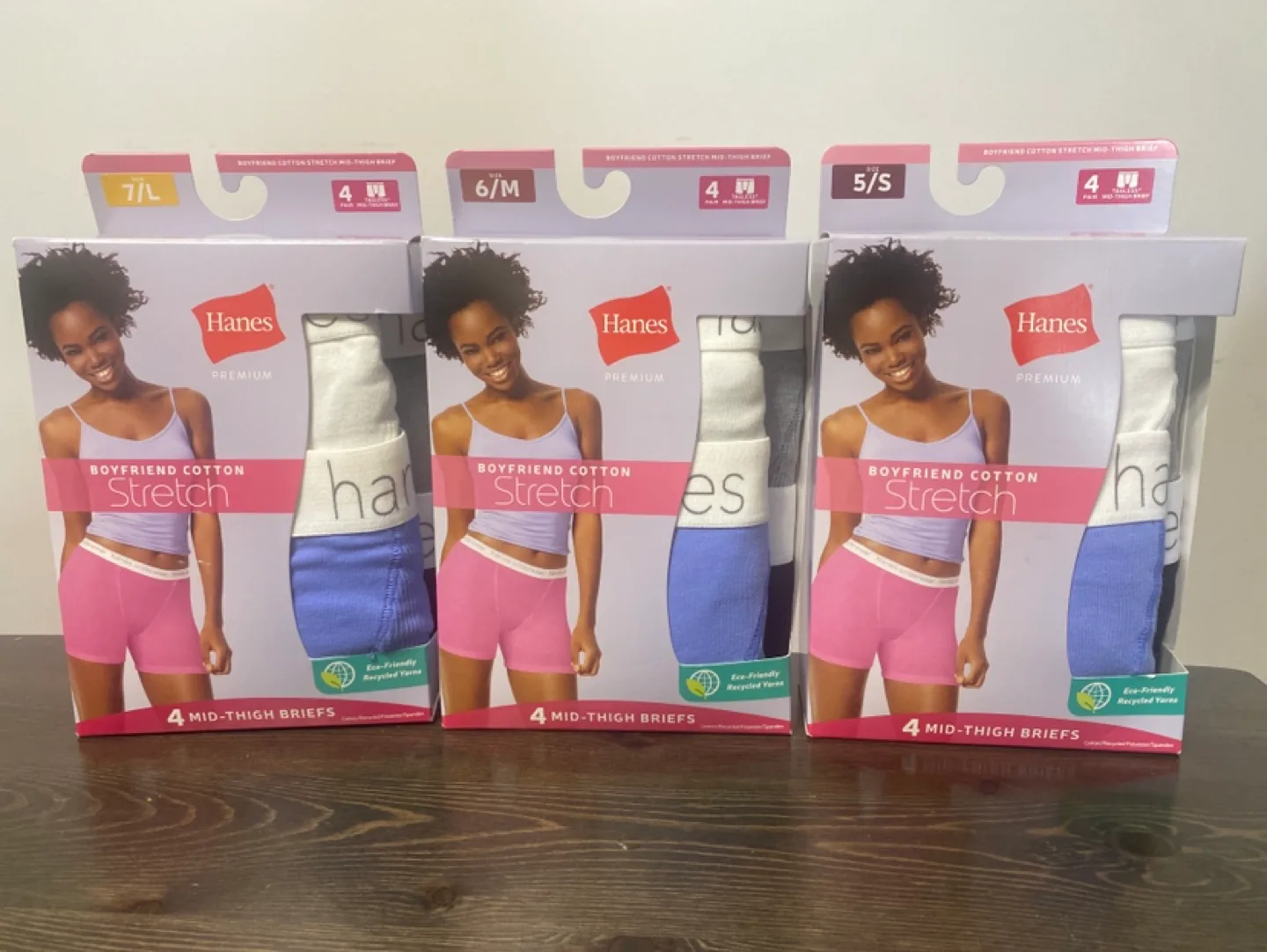 Hanes Premium Boyfriend Cotton Stretch Mid-Thigh Briefs (4-pack) thumbnail